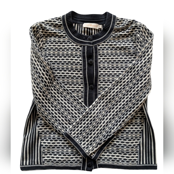 Tory Burch Monique Cardigan Navy and Ivory sz S - Picture 5 of 8